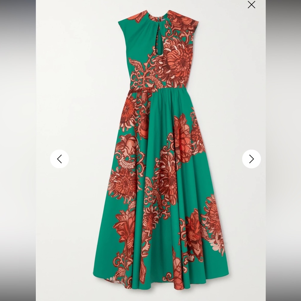 LA DoubleJ Keyhole Printed Dress - Anemone Ghirlanda Green